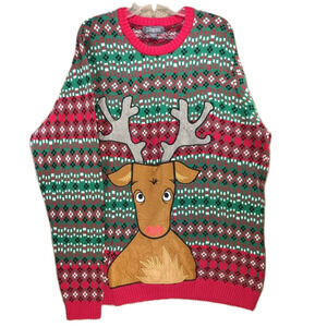 33 Degrees Moose Can Holder Sweater Men’s XXL Funny Christmas Party Cotton
